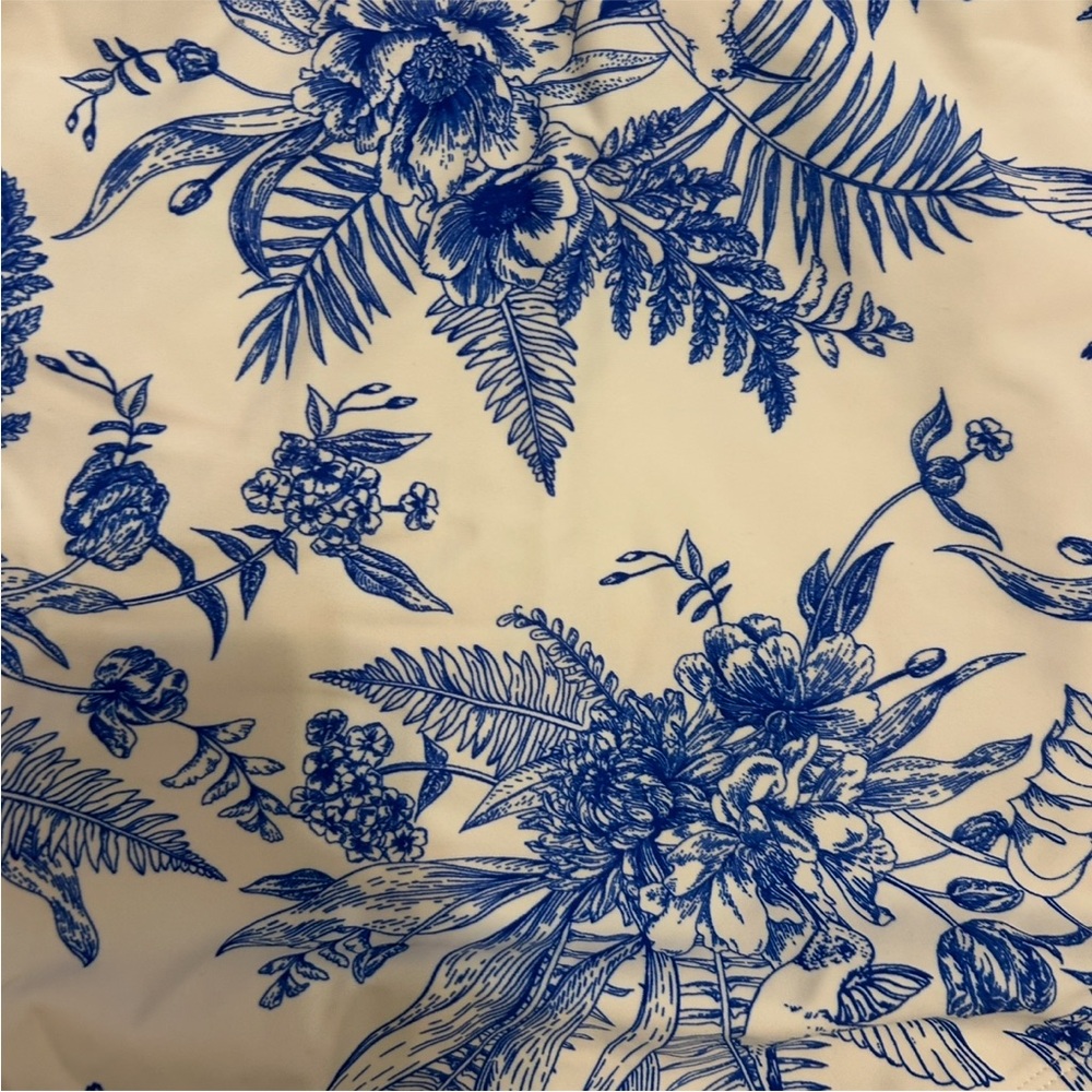 Kona Sol Blue Floral Toile One Piece Swimsuit Tie Strap XL Summer Beach - Picture 4 of 7